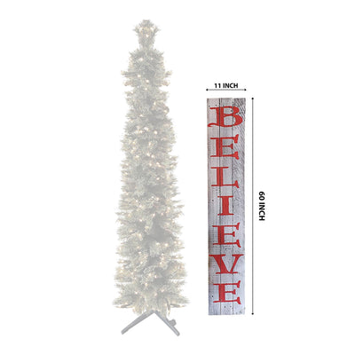 Rockin' Wood Believe Sign 5' Vertical Rustic Farm House Style (Used) - VMInnovations