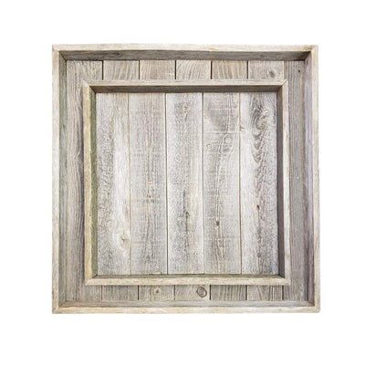 Rockin' Wood 24 x 24" Reclaimed Wood Square Ottoman Tray for Coffee Table Decor