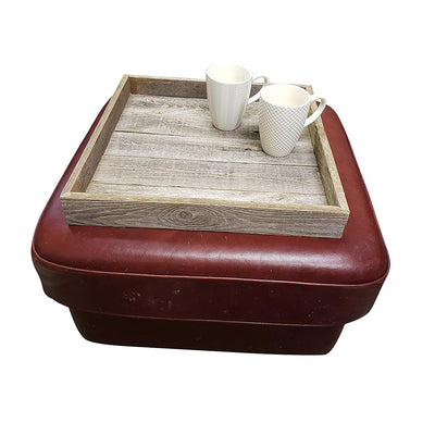 Rockin' Wood 24 x 24" Reclaimed Wood Square Ottoman Tray for Coffee Table Decor