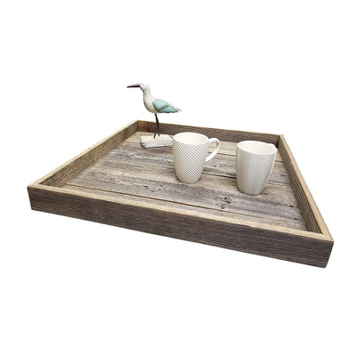 Rockin' Wood 24 x 24" Reclaimed Wood Square Ottoman Tray for Coffee Table Decor