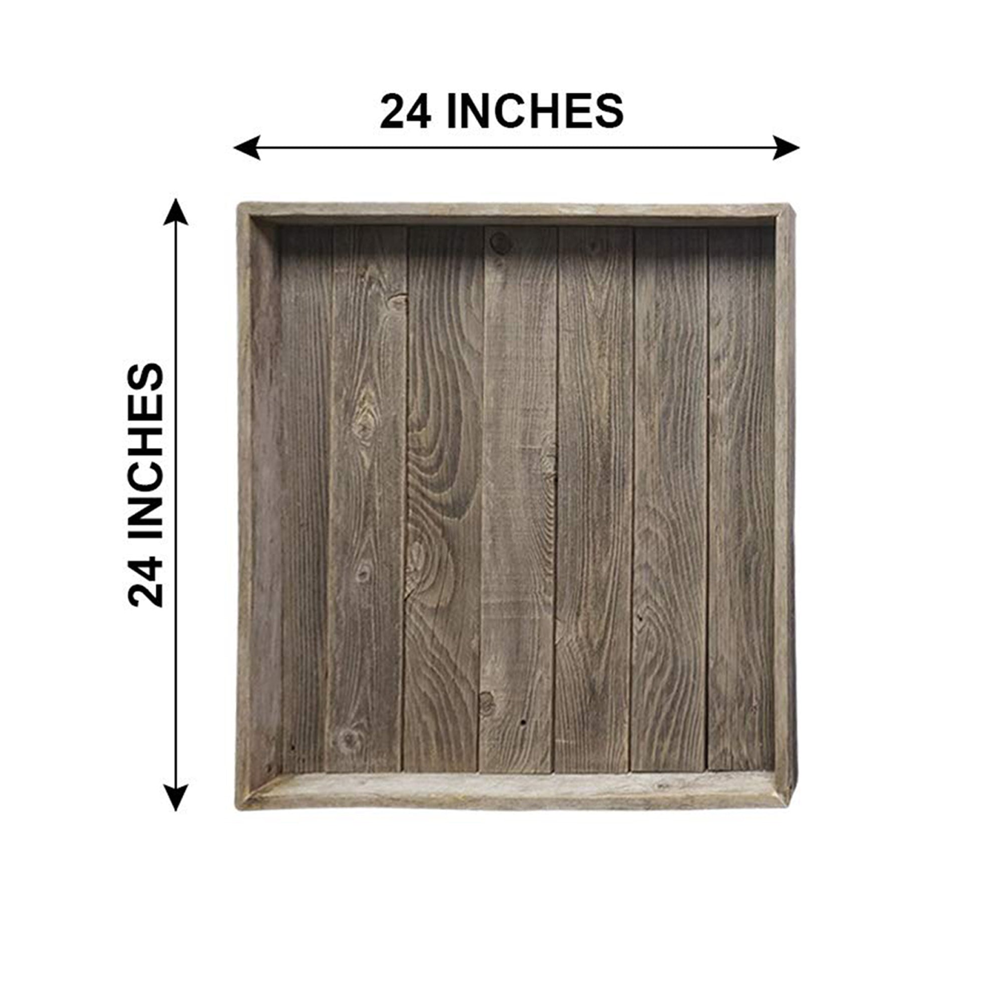 Rockin' Wood 24 x 24" Reclaimed Wood Square Ottoman Tray for Coffee Table Decor