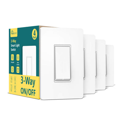 Wifi Enabled 3 Way Smart Switch, Neutral Wire Required, 4Pack/Open Box