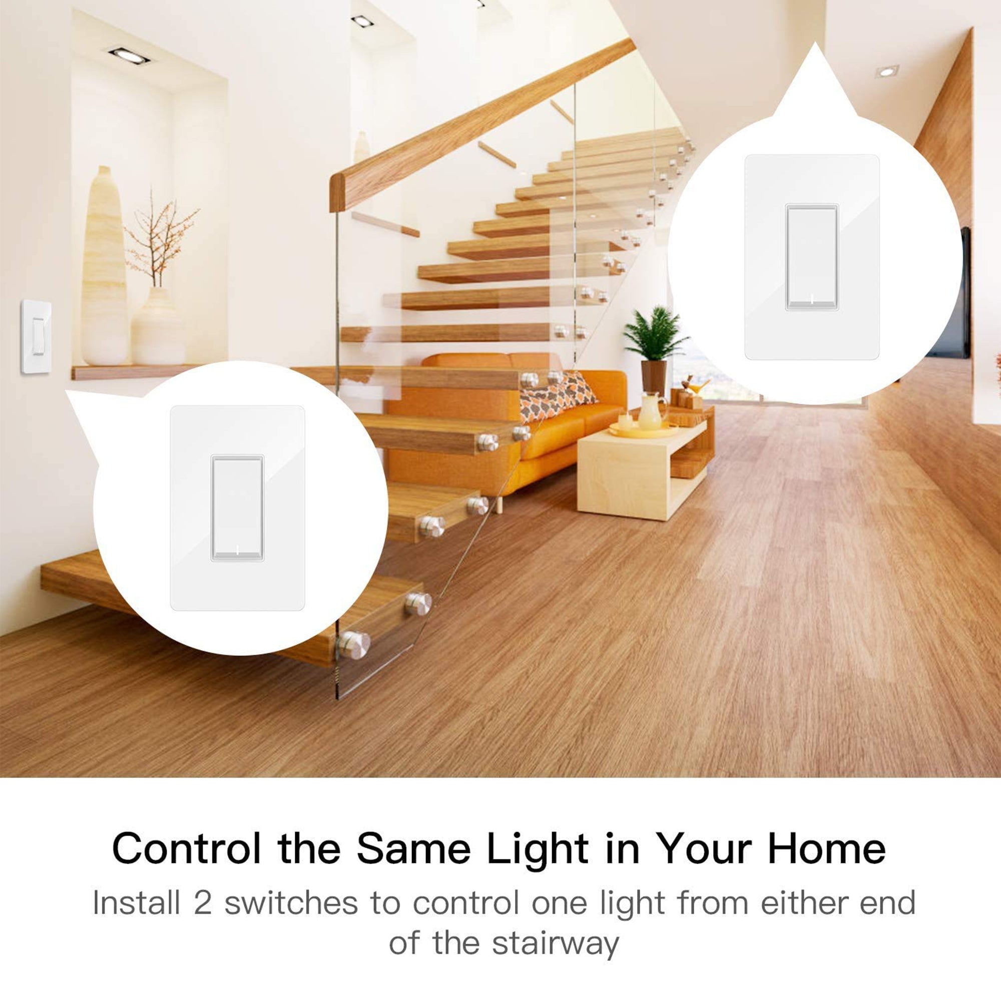 Treatlife 2.4Ghz Wifi Enabled 3 Way Smart Switch, Neutral Wire Required, 4 Pack