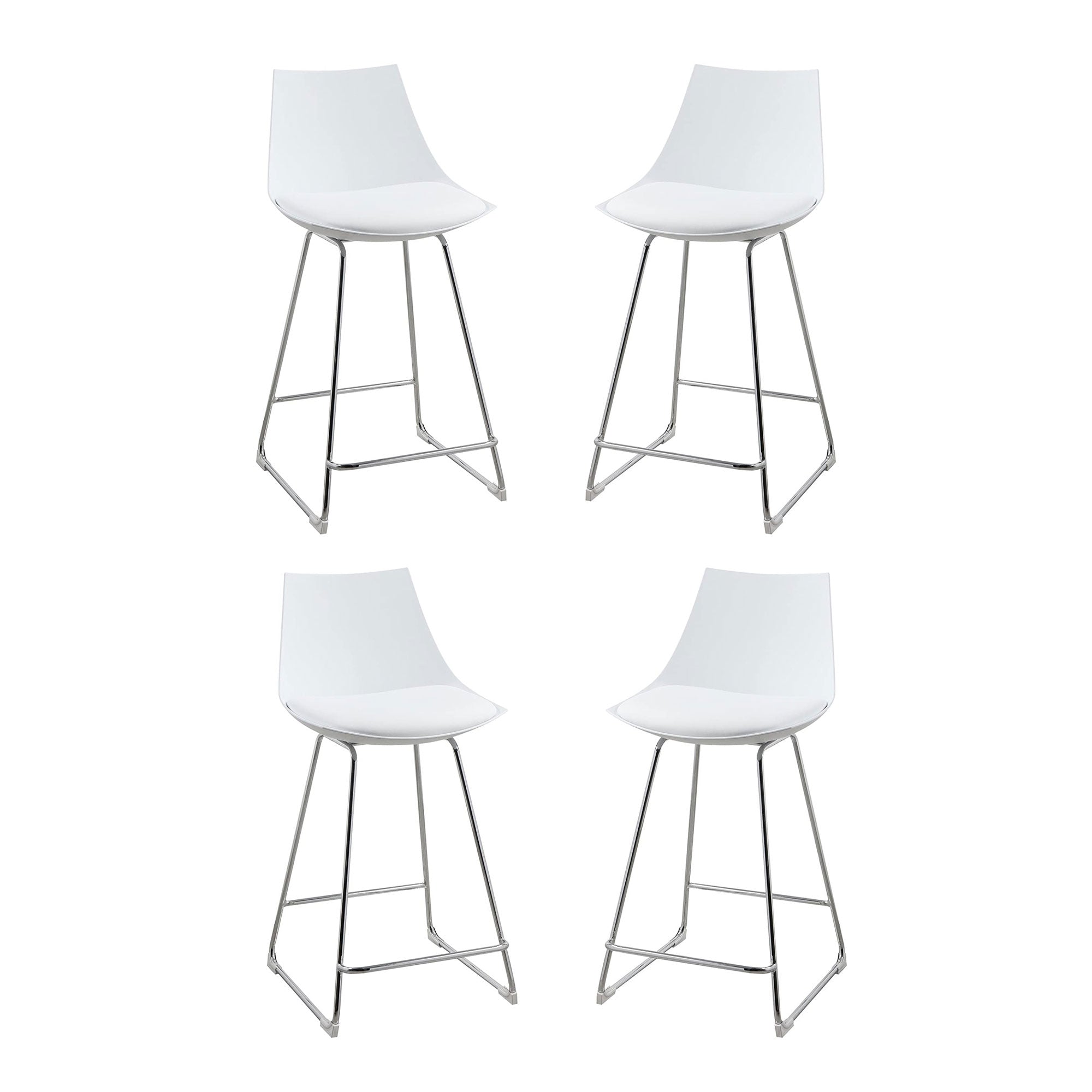 Wallace & Bay 24 Inch SH Neo White Plastic Bar Stool with Cushion Seat (4 Pack)