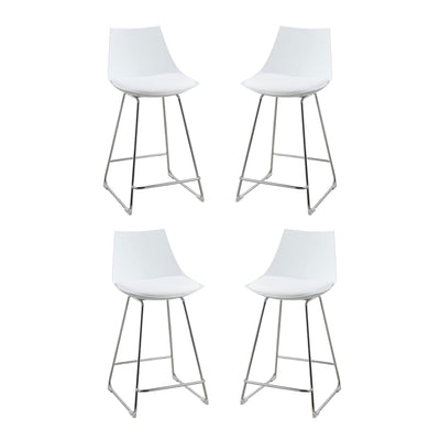 Wallace & Bay 24 Inch SH Neo White Plastic Bar Stool with Cushion Seat (4 Pack)