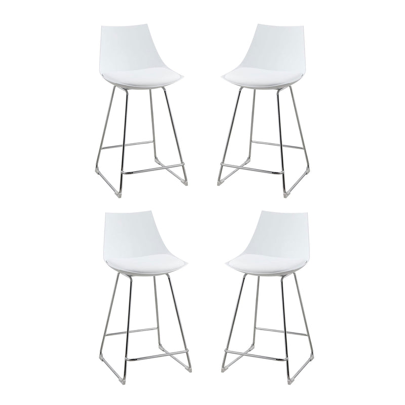Wallace & Bay 24 Inch SH Neo White Plastic Bar Stool with Cushion Seat (4 Pack)