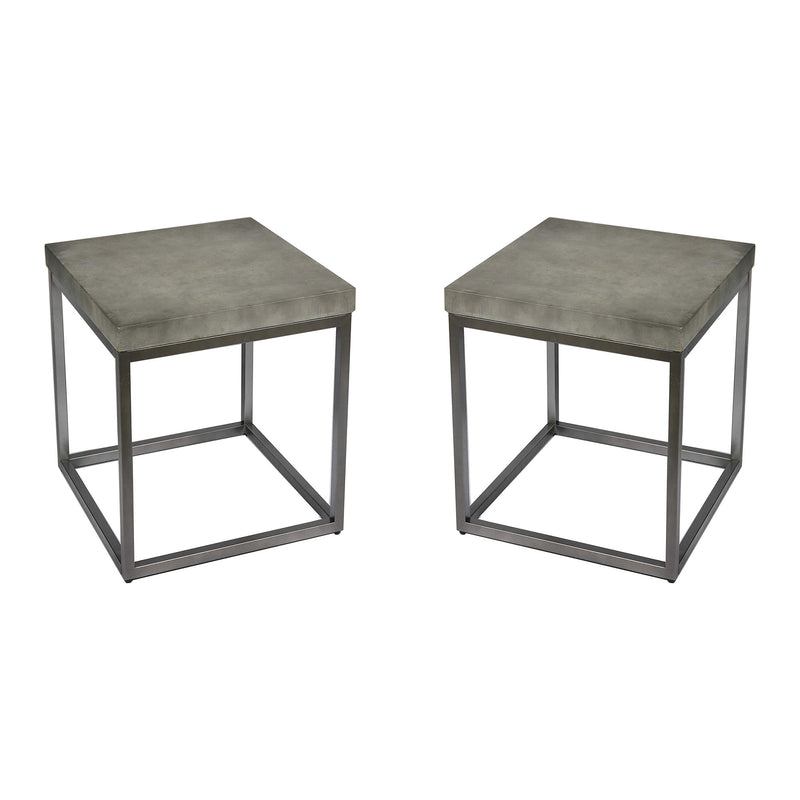 Wallace & Bay Onyx 22 Inch Concrete Style Top Square Accent End Table, (2 Pack)