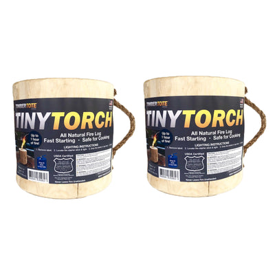 TimberTote Mighty Tiny Torch One Log Campfire Cooking Camp Fire Wood Log, 2 Pack