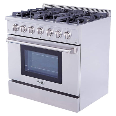 Thor Kitchen 36" Professional 6 Burner Gas Range Kitchen Oven, Stainless Steel