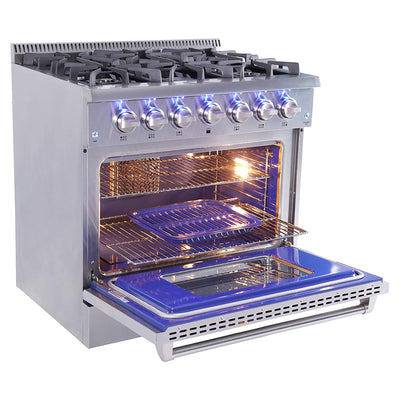 Thor Kitchen 36" Professional 6 Burner Gas Range Kitchen Oven, Stainless Steel