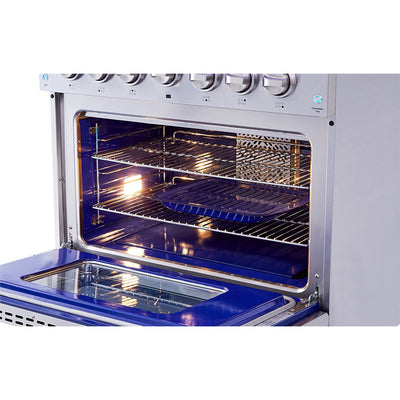 Thor Kitchen 36" Professional 6 Burner Gas Range Kitchen Oven, Stainless Steel