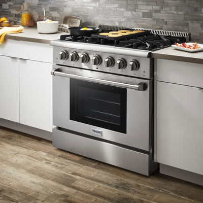 Thor Kitchen 36" Professional 6 Burner Gas Range Kitchen Oven, Stainless Steel