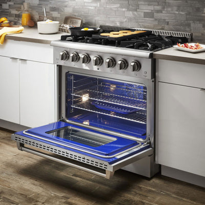Thor Kitchen 36" Professional 6 Burner Gas Range Kitchen Oven, Stainless Steel