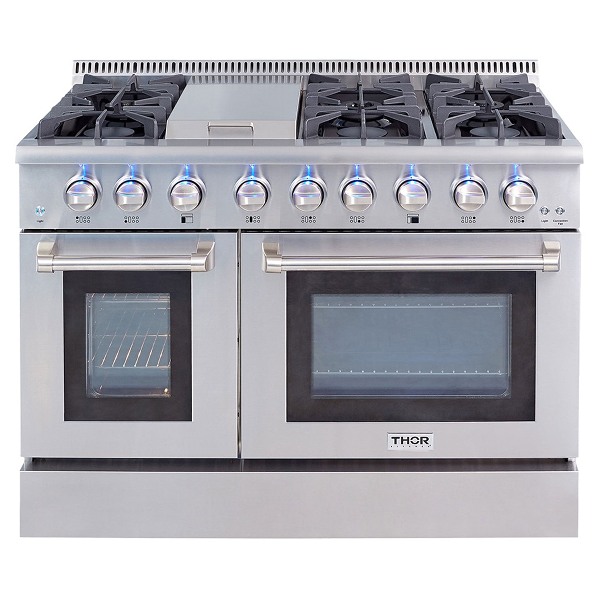 Thor Kitchen 48" Professional 6 Burner Gas Range Double Oven, Stainless Steel