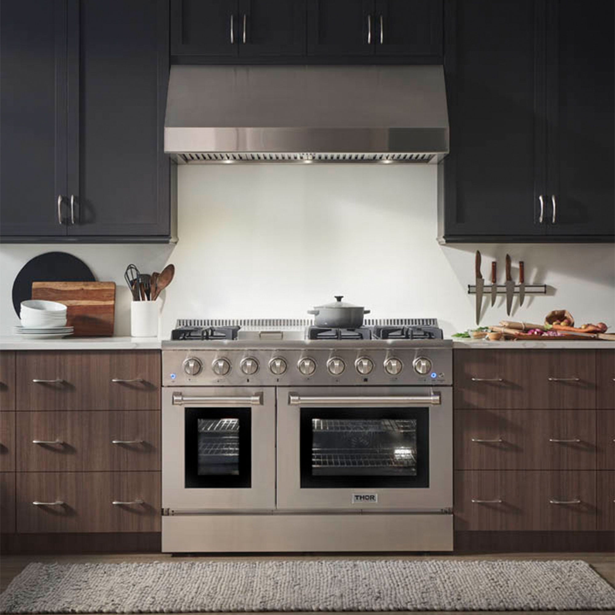 Thor Kitchen 48" Professional 6 Burner Gas Range Double Oven, Stainless Steel