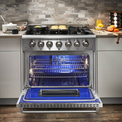Thor Kitchen 48" Professional 6 Burner Gas Range Double Oven, Stainless Steel