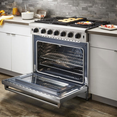 Thor Kitchen 36" Professional 6 Burner Gas Range Kitchen Oven, Stainless Steel - VMInnovations
