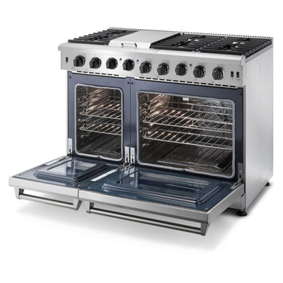 Thor Kitchen 48" Professional 6 Burner Gas Range Double Oven, Stainless Steel