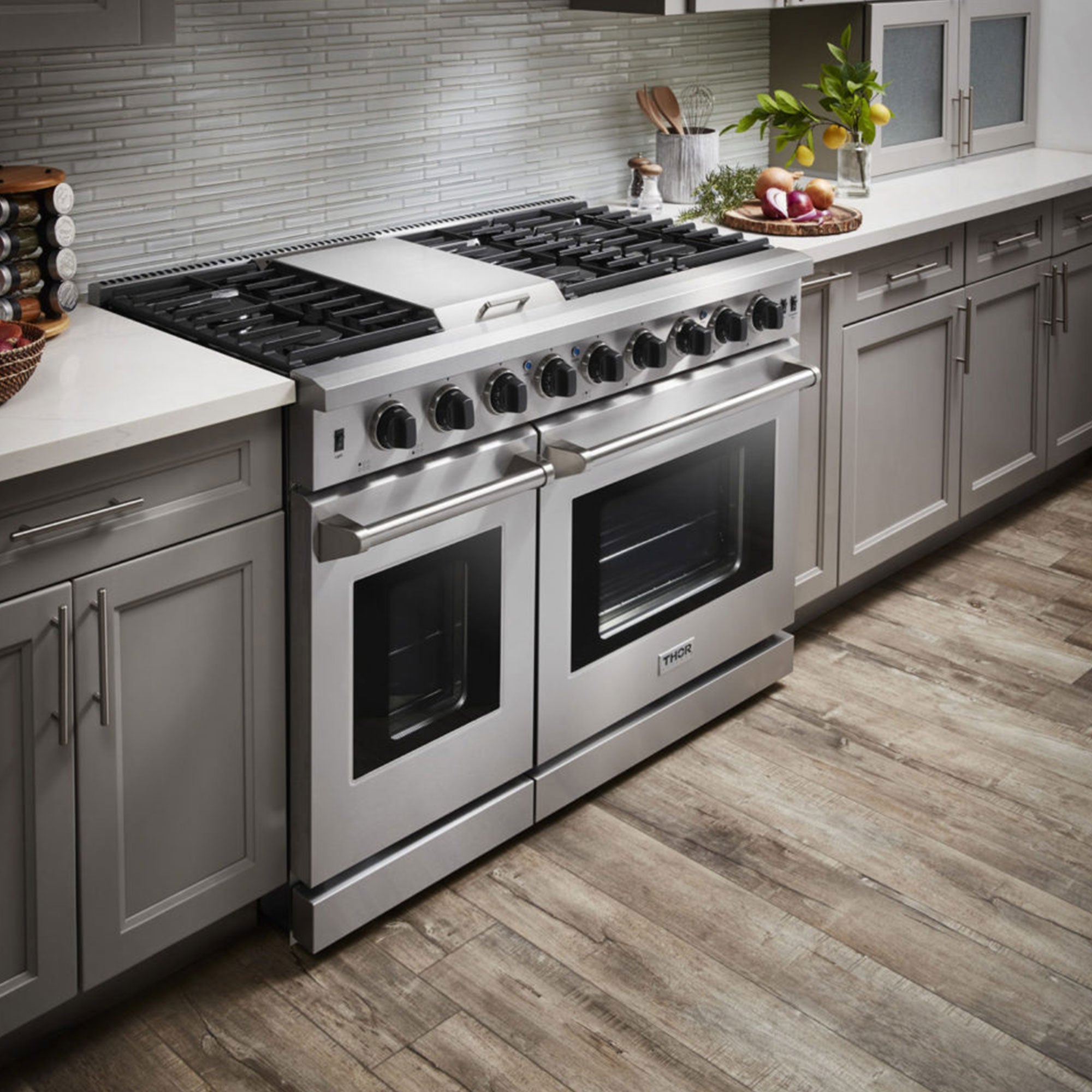 Thor Kitchen 48" Professional 6 Burner Gas Range Double Oven, Stainless Steel