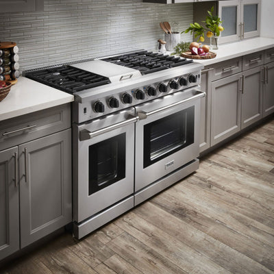 Thor Kitchen 48" Professional 6 Burner Gas Range Double Oven, Stainless Steel