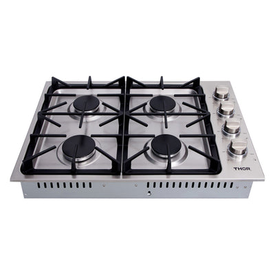 Thor Kitchen 30 Inch Professional 4 Burner Drop In Gas Cooktop, Stainless Steel