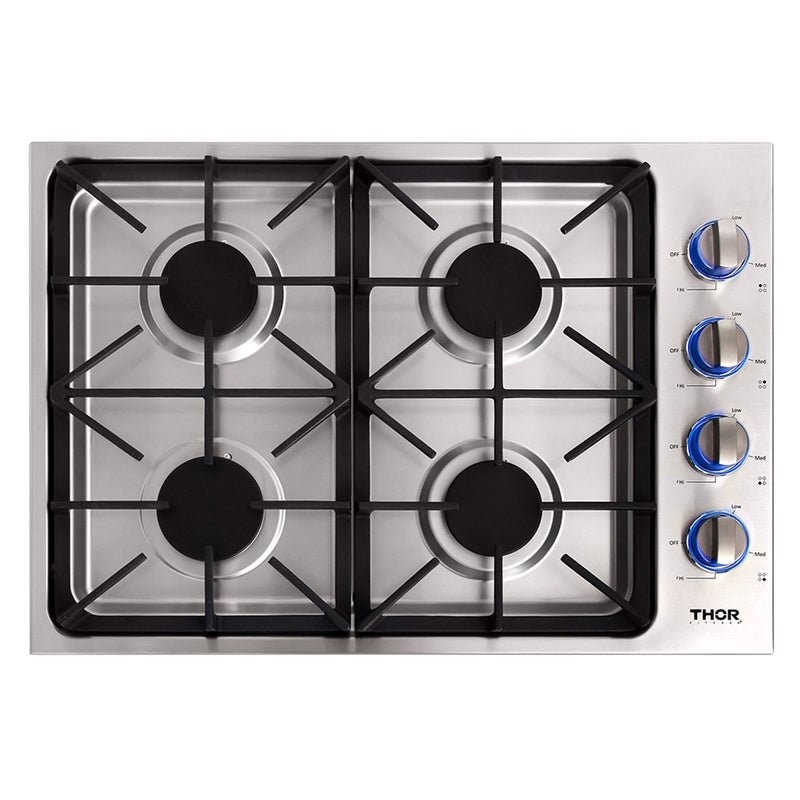 Thor Kitchen 30 Inch Professional 4 Burner Drop In Gas Cooktop, Stainless Steel
