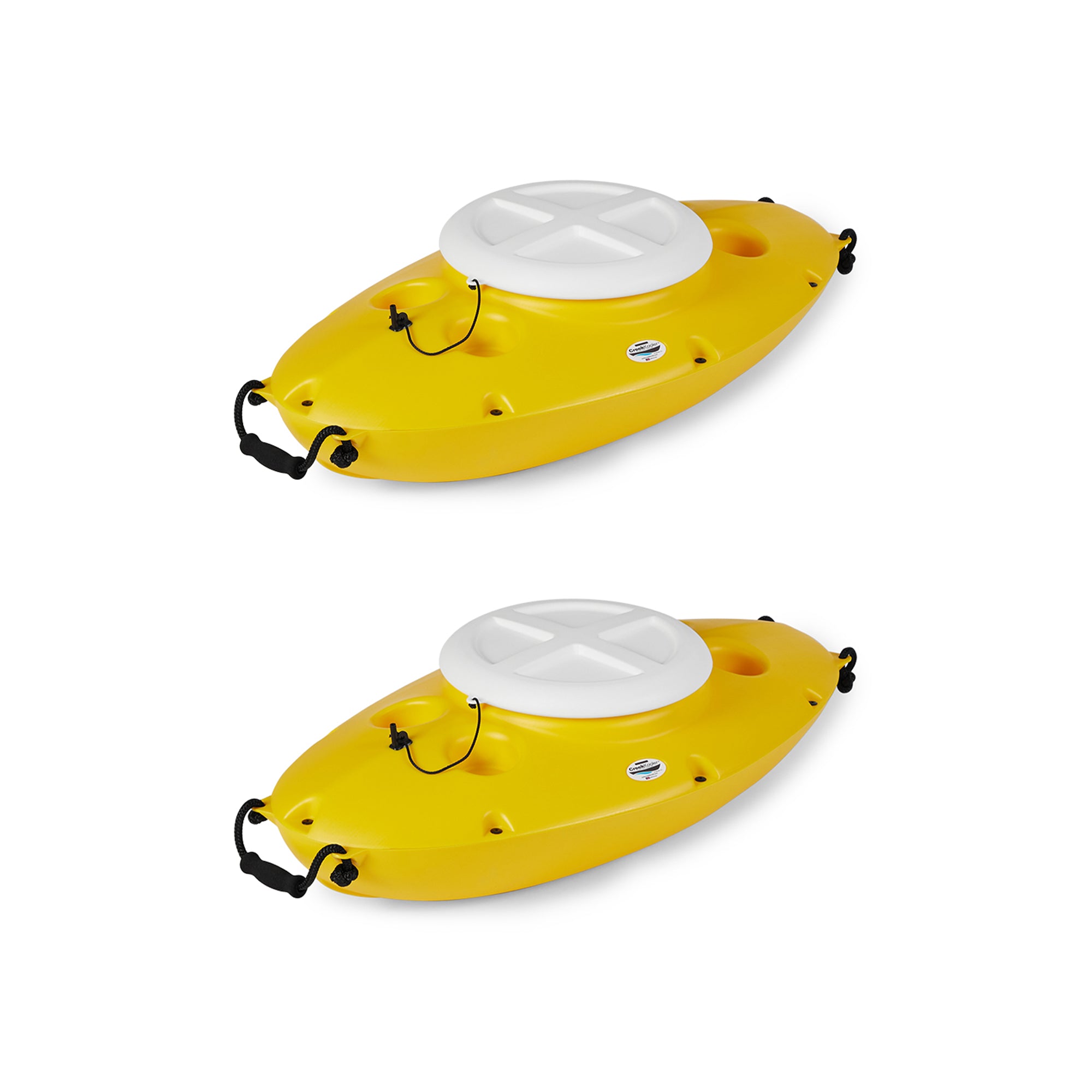 CreekKooler 30 Qt Floating Insulated Beverage Kayak Yellow Cooler w/ 8' Rope - VMInnovations