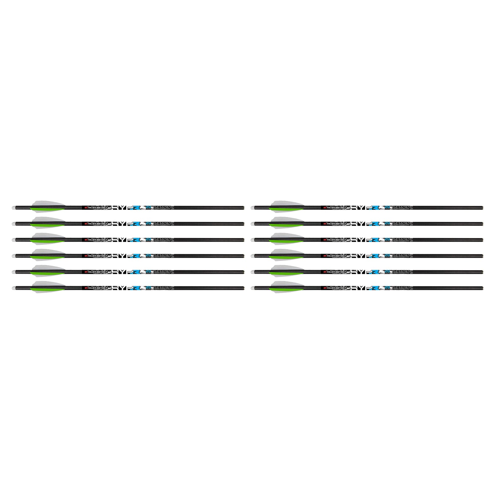 Killer Instinct MSCKI-1065-6 HYPR Lite 20" Carbon Crossbow Bolts, 6 Ct (2 Pack) - VMInnovations
