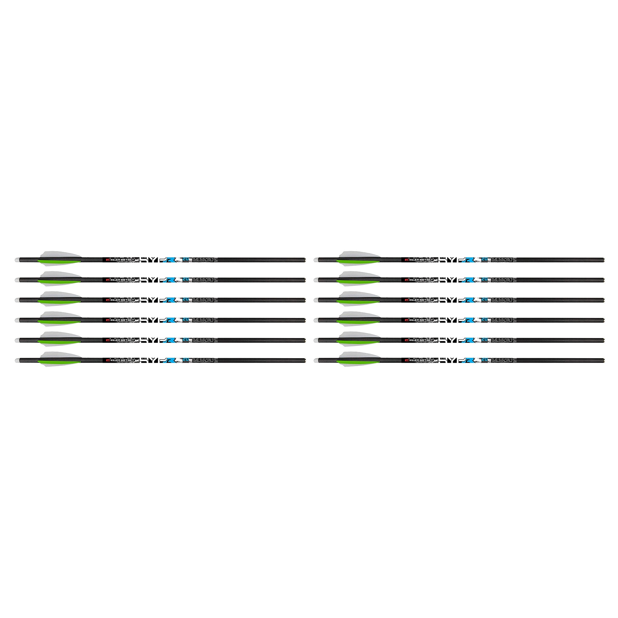 Killer Instinct MSCKI-1065-6 HYPR Lite 20" Carbon Crossbow Bolts, 6 Ct (2 Pack) - VMInnovations