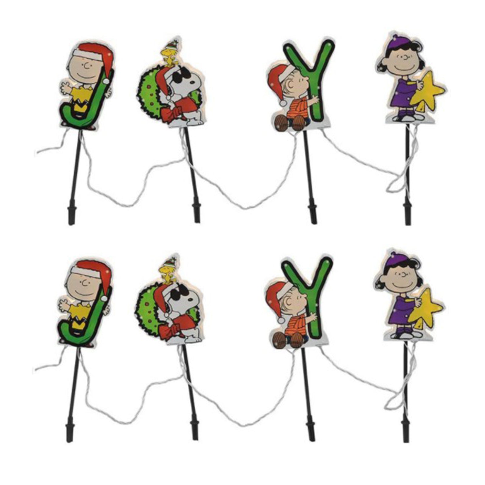ProductWorks 8 Inch Peanuts Pre Lit Joy Christmas Lawn Pathway Markers (2 Pack) - VMInnovations