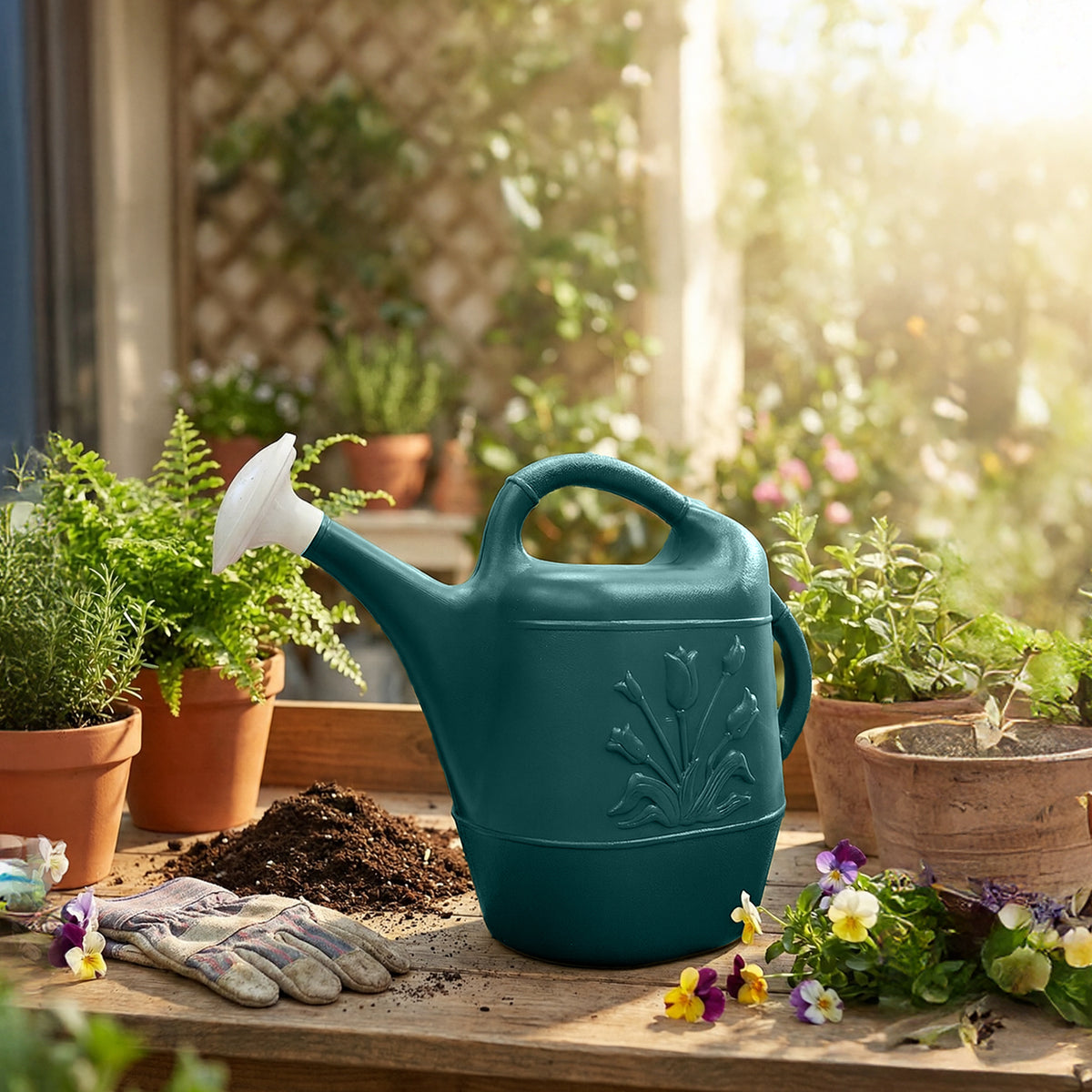 Union Products 63065 Indoor Outdoor 2 Gallon Plastic Plant Watering Can, Green