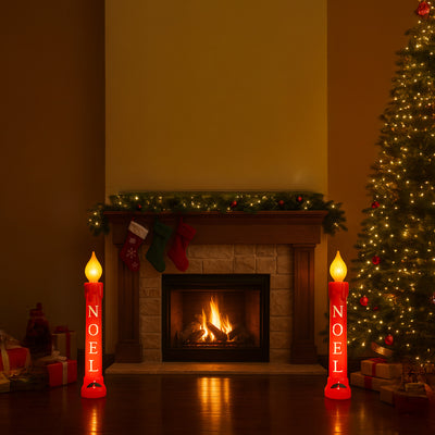 Union Christmas Illuminated Lighted 39" Noel Candle, Outdoor Holiday Decor, Red