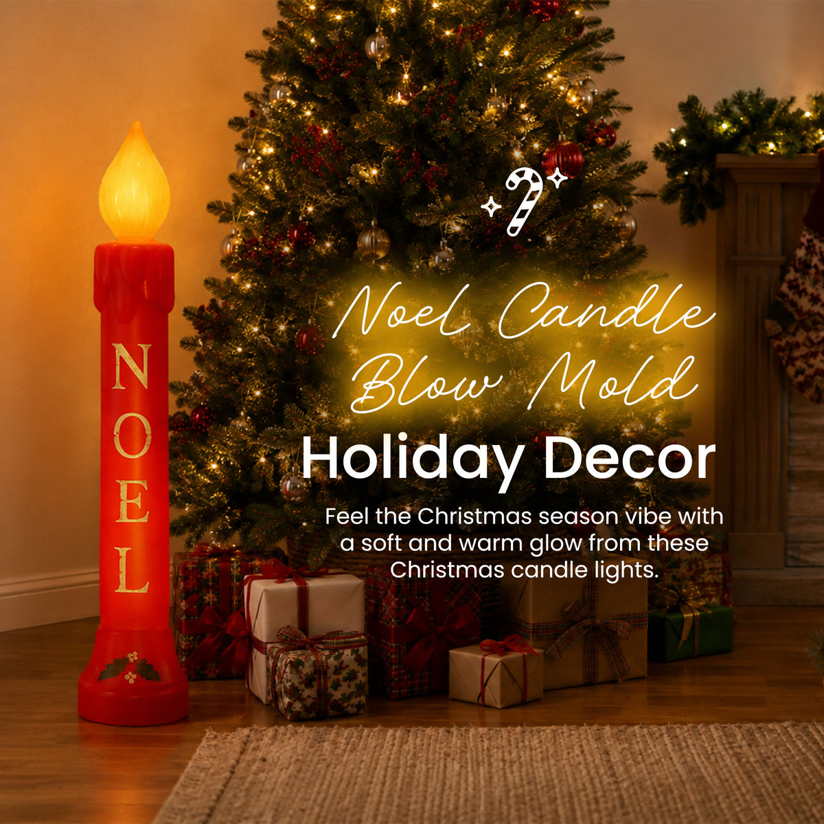 Union Christmas Illuminated Lighted 39" Noel Candle, Outdoor Holiday Decor, Red - VMInnovations