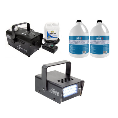 CHAUVET DJ Hurricane Smoke Machine w/ 2 Gal Juice & Plug and Play LED Strobe