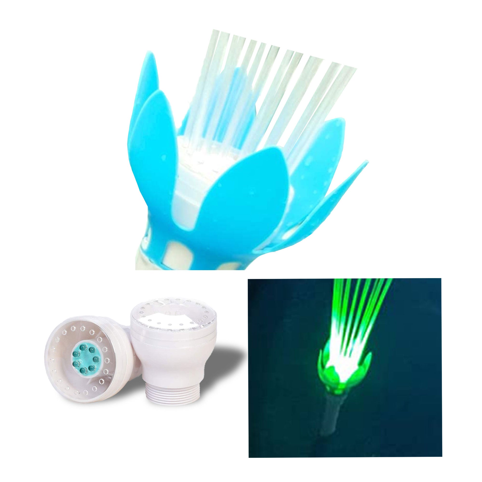 Magic Pool Fountain Sprayer w/ Multicolor LED Bulb + 2 Solid Green LED Bulbs - VMInnovations