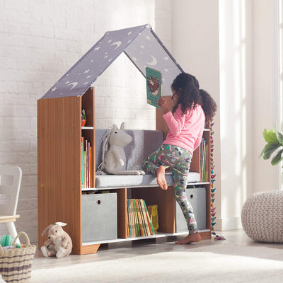 KidKraft Little Dreamer Deluxe Reading Nook Children's Bookcase, Seat, & Canopy