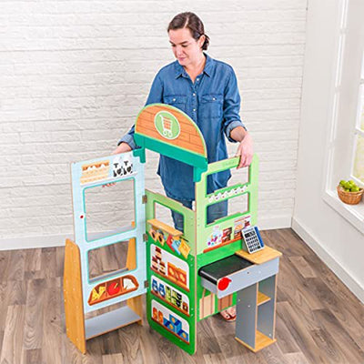 KidKraft Let's Pretend Wooden Foldout Grocery Store Pop Up for Kids Ages 3 & Up