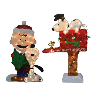 ProductWorks Peanuts Charlie Brown & Snoopy on The Mailbox Christmas Decorations