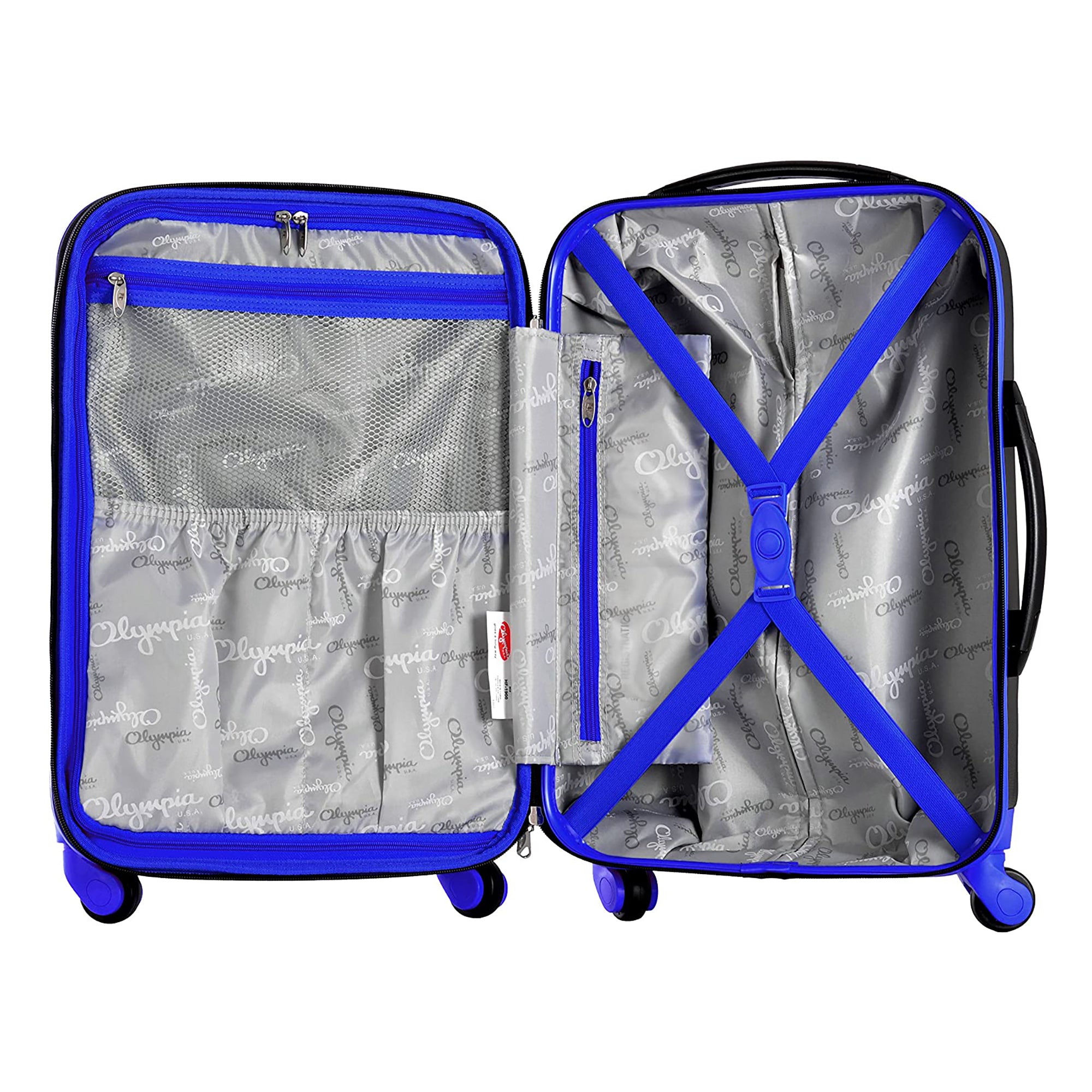 Olympia Apache II 4 Wheel Spinner Luggage Suitcase 3 Piece Set, Blue (Open Box) - VMInnovations