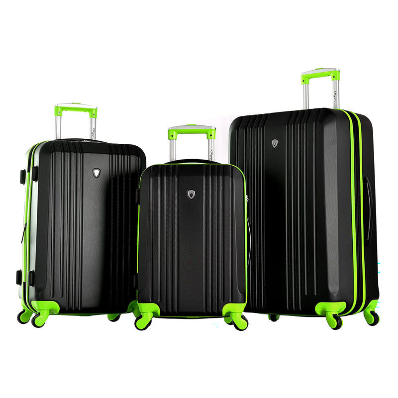 Olympia Apache II Hardcase 4 Wheel Spinner Luggage Suitcase 3 Piece Set, Lime