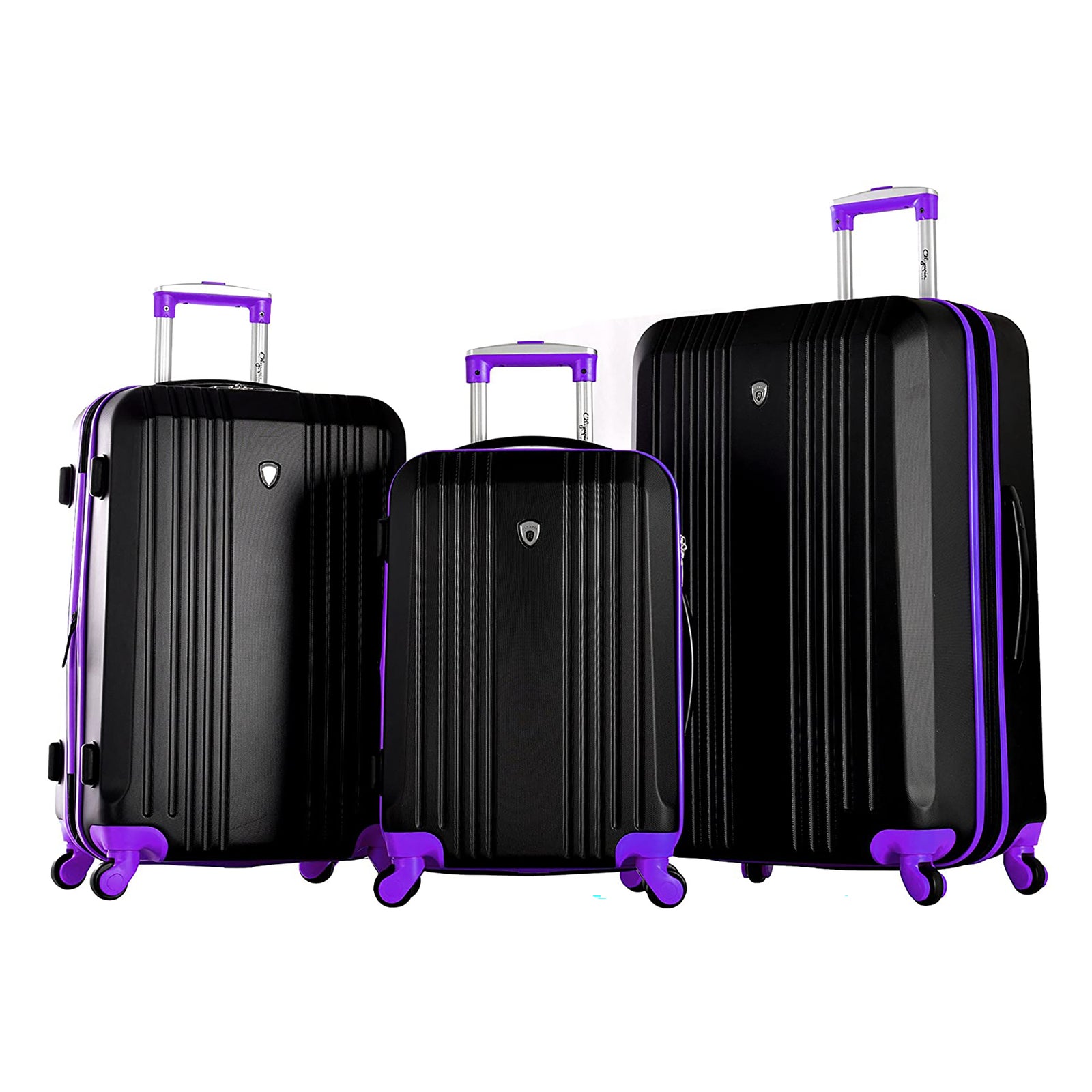 Olympia Apache II Hardcase 4 Wheel Spinner Luggage Suitcase 3 Piece Set, Purple - VMInnovations