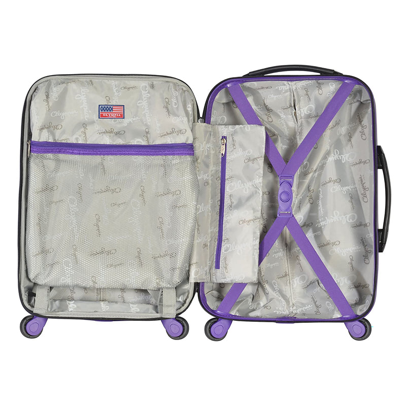 Olympia Apache II 21 Inch Expandable Carry On 4 Wheel Spinner Luggage, Purple