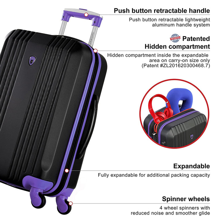 Olympia Apache II 21 Inch Expandable Carry On 4 Wheel Spinner Luggage, Purple