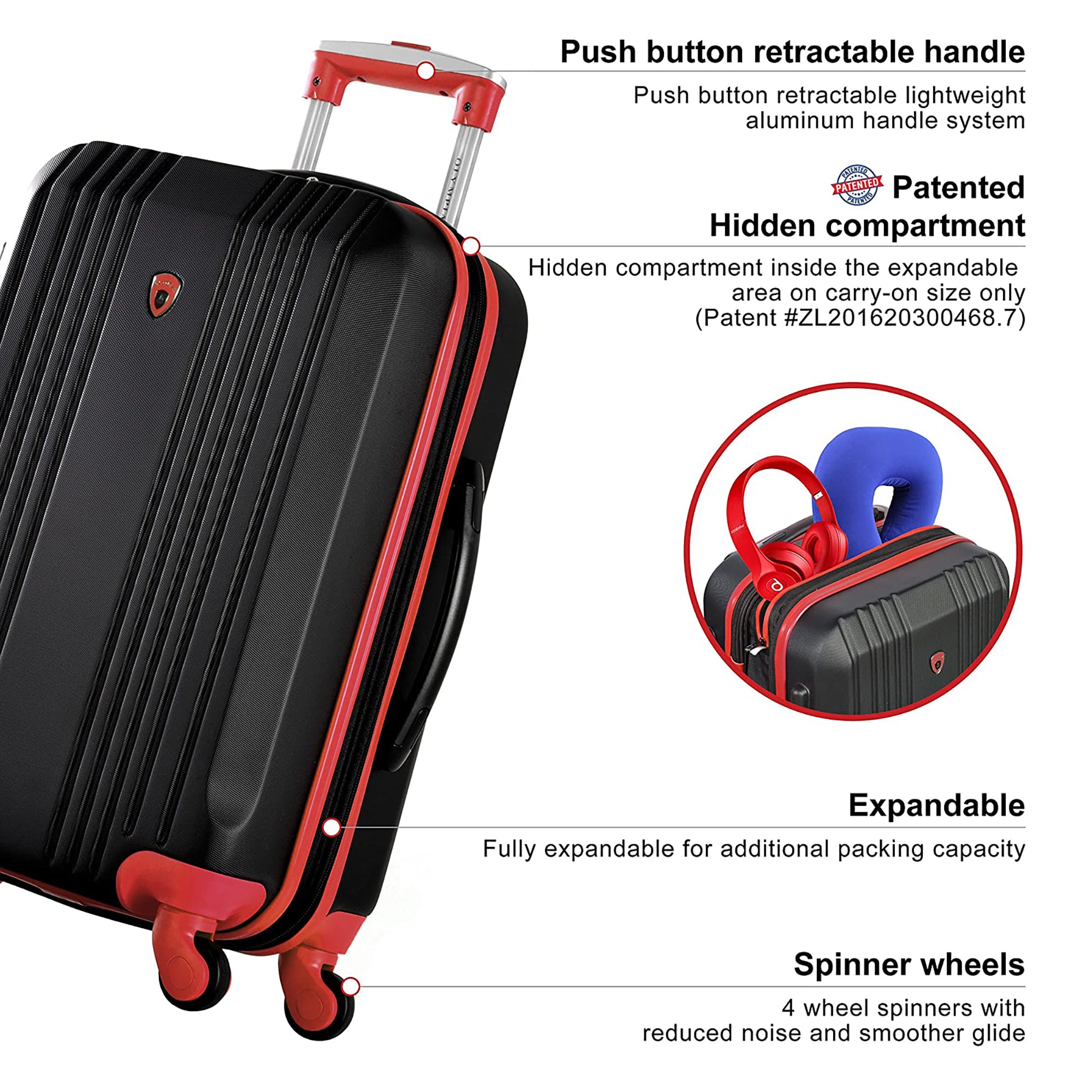 Olympia Apache II 21" Expandable Carry On 4 Wheel Luggage Suitcase (Used)