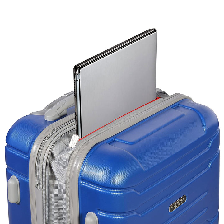 Olympia Denmark 21" Expandable Carry On 4 Wheel Spinner Luggage Suitcase, Navy