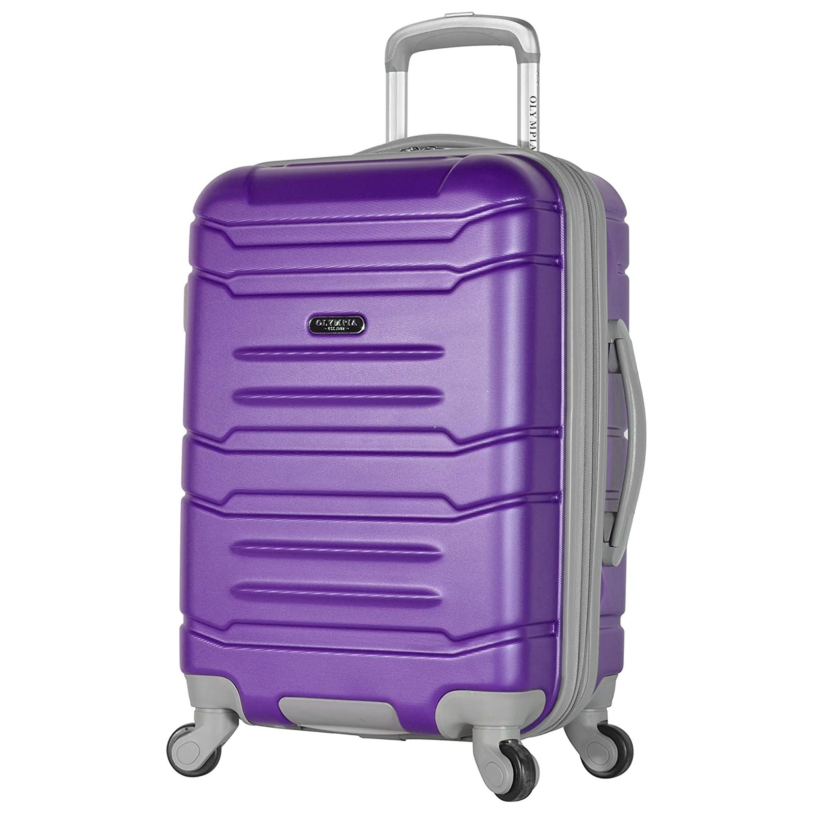Olympia Denmark 21" Expandable Carry On 4 Wheel Spinner Luggage Suitcase, Purple - VMInnovations