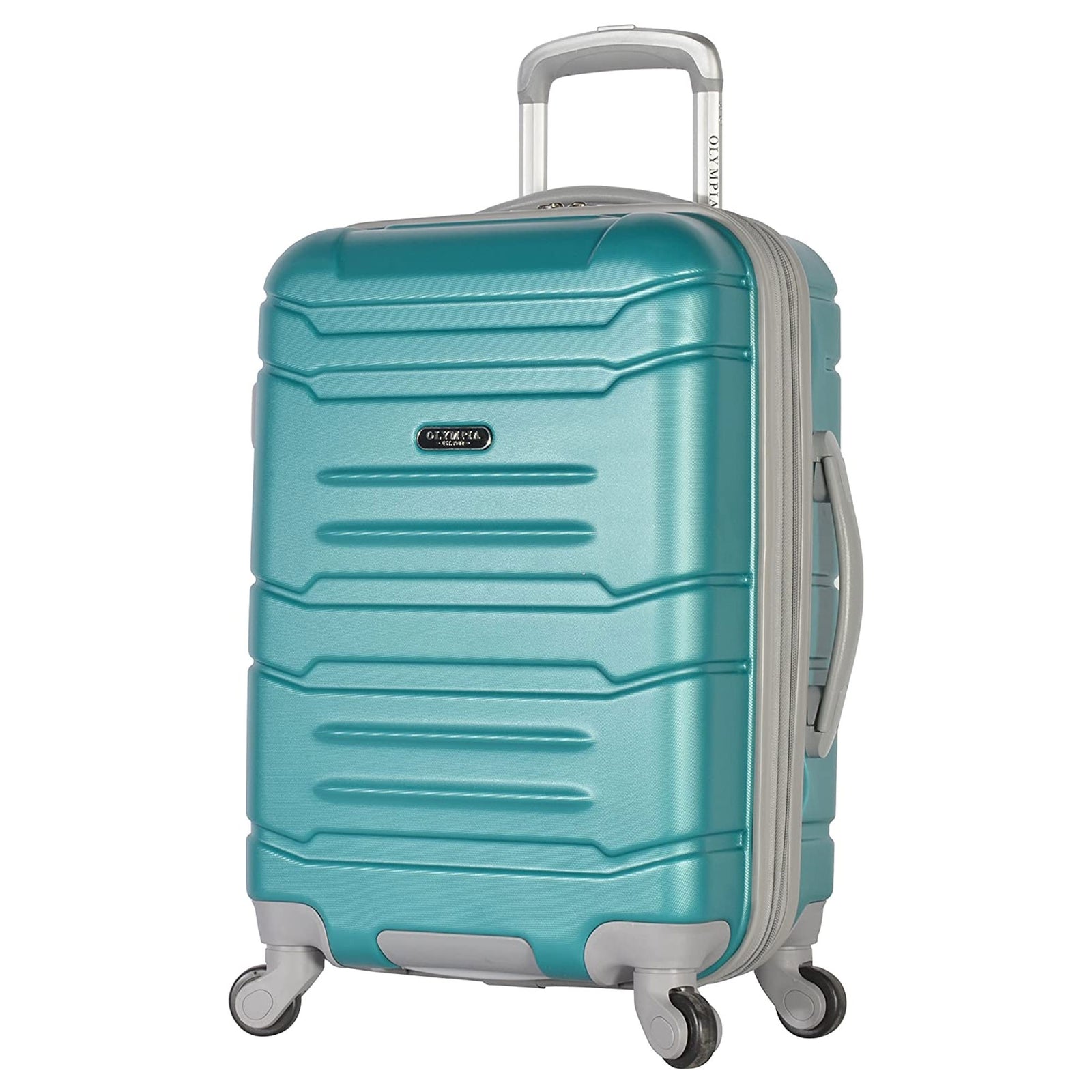 Olympia Denmark 21" Expandable Carry On 4 Wheel Spinner Luggage Suitcase, Teal - VMInnovations