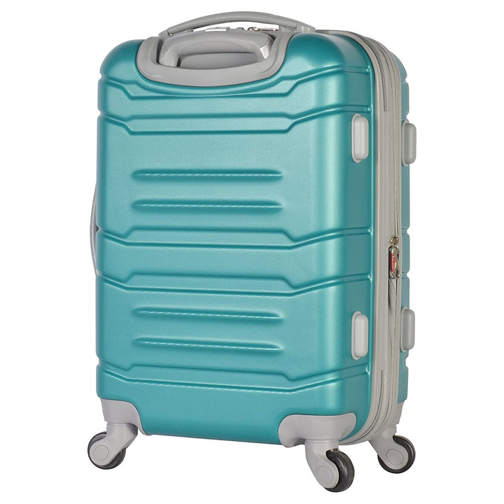 Olympia Denmark 21" Expandable Carry On 4 Wheel Spinner Luggage Suitcase, Teal - VMInnovations