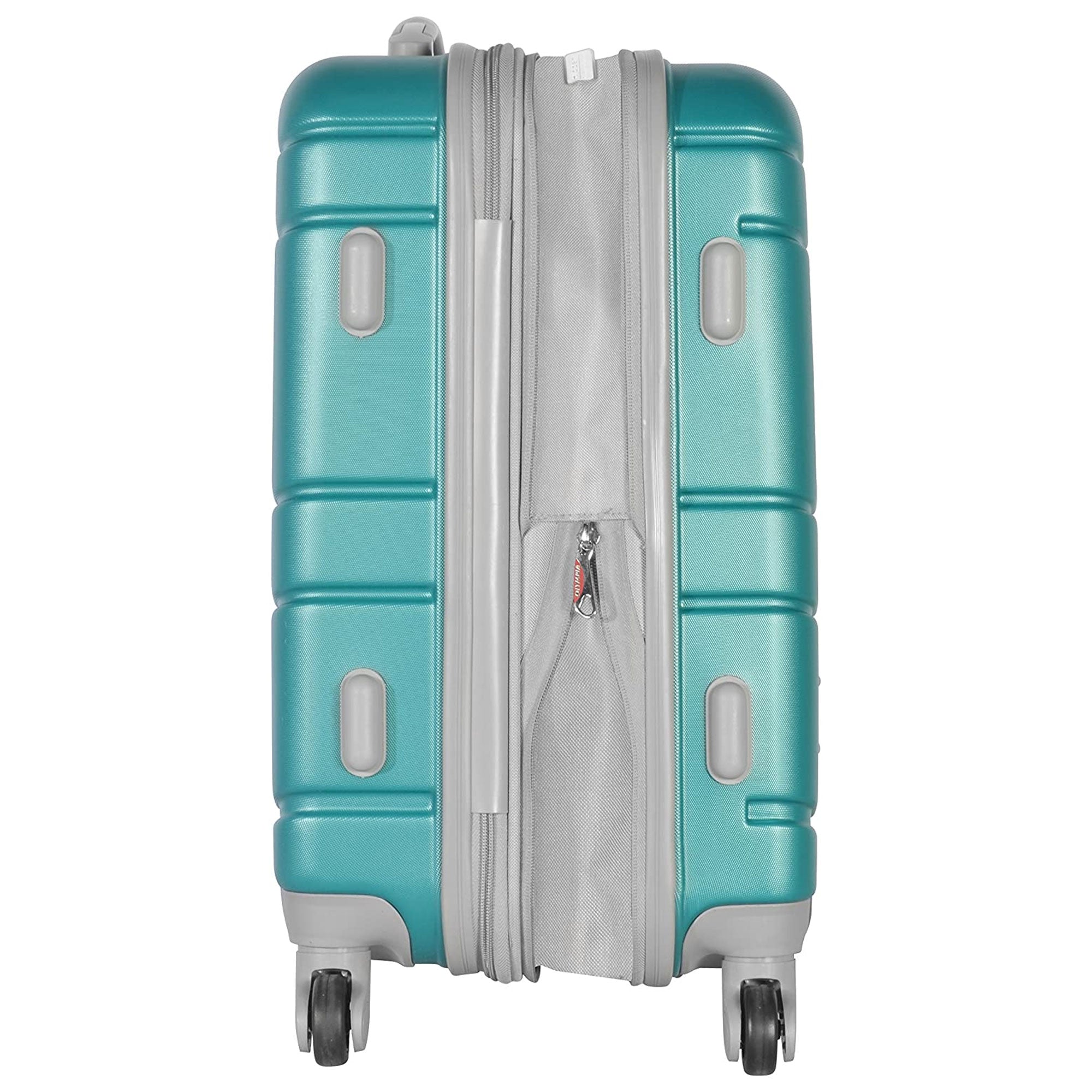 Olympia Denmark 21" Expandable Carry On 4 Wheel Spinner Luggage Suitcase, Teal - VMInnovations