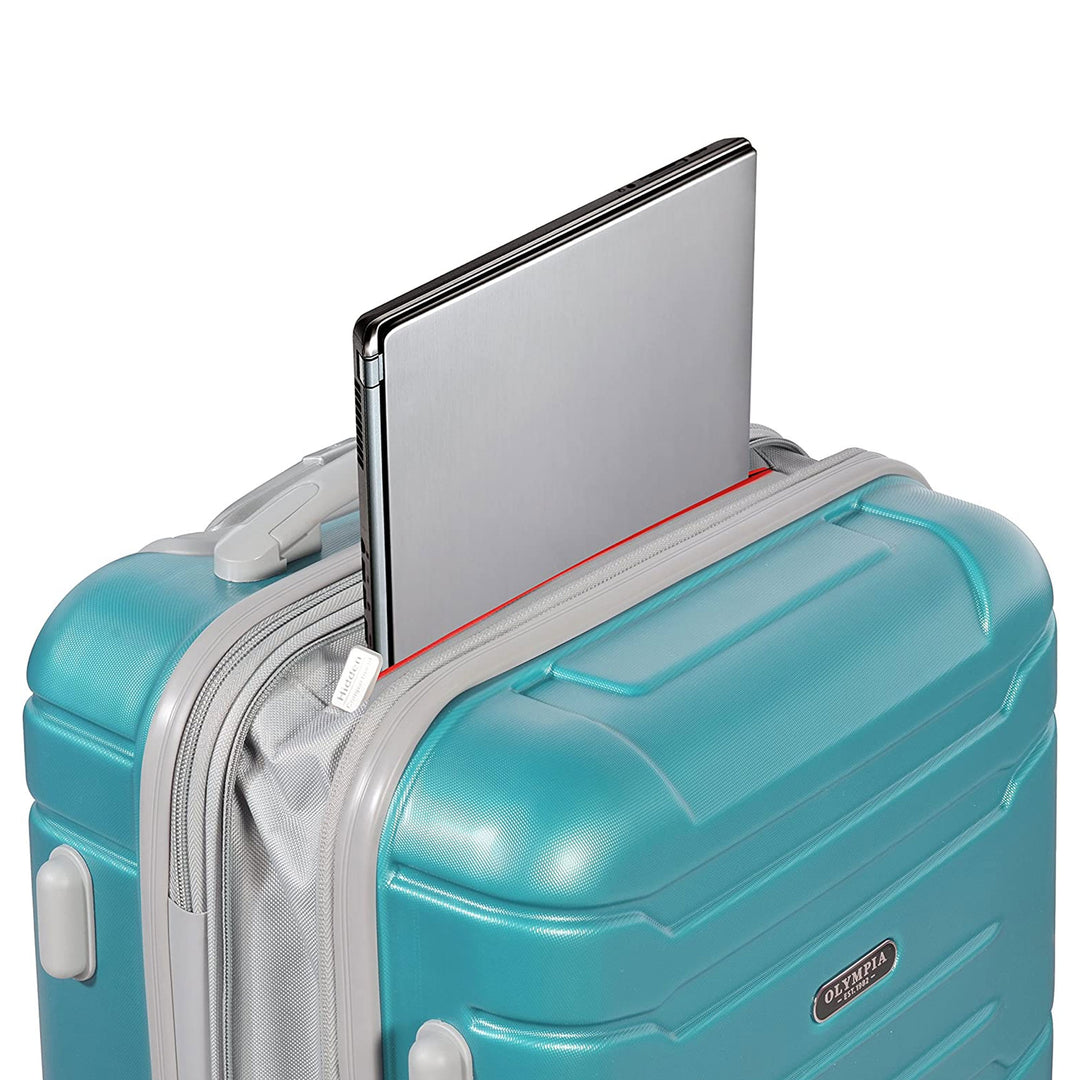 Olympia Denmark 21" Expandable Carry On 4 Wheel Spinner Luggage Suitcase, Teal - VMInnovations